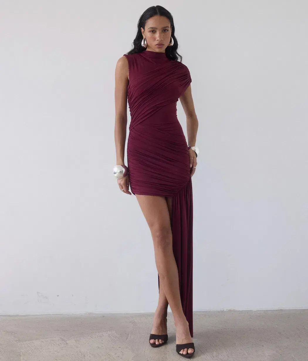 De La Vali RAVENNA MINI DRESS IN EARTH SPANDEX JERSEY - RASPBERRY RED AU 10 - Image 1