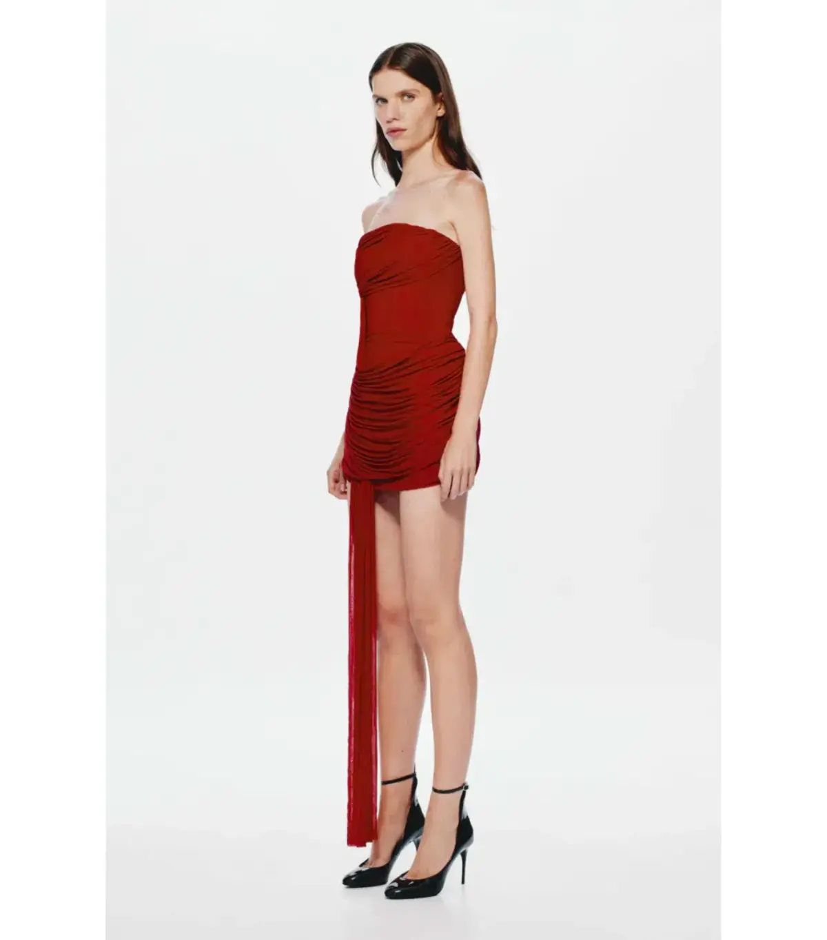 Misha The Ember Wrapped Mini Dress in Cherry Red XS / AU 6 - Image 3