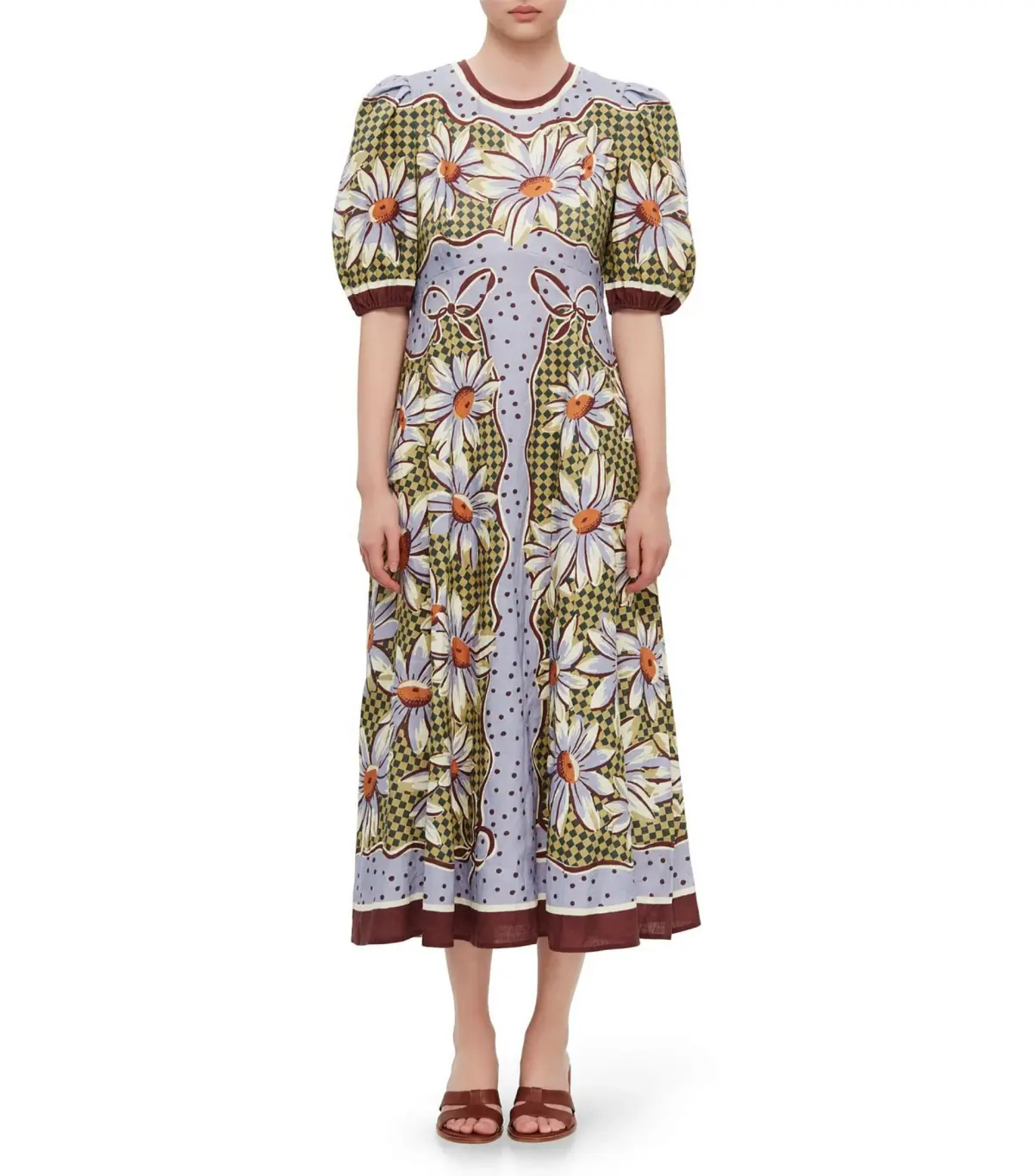 Alemais Daisy Linen Midi Dress Multi Size AU 12 - Image 1