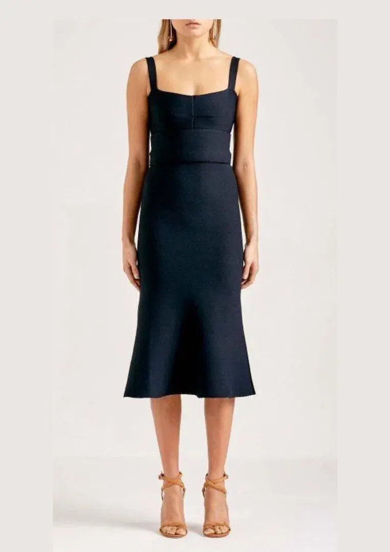 Scanlan Theodore Crepe Knit Bralette Dress Navy Size XS / Au 6 - Image 1