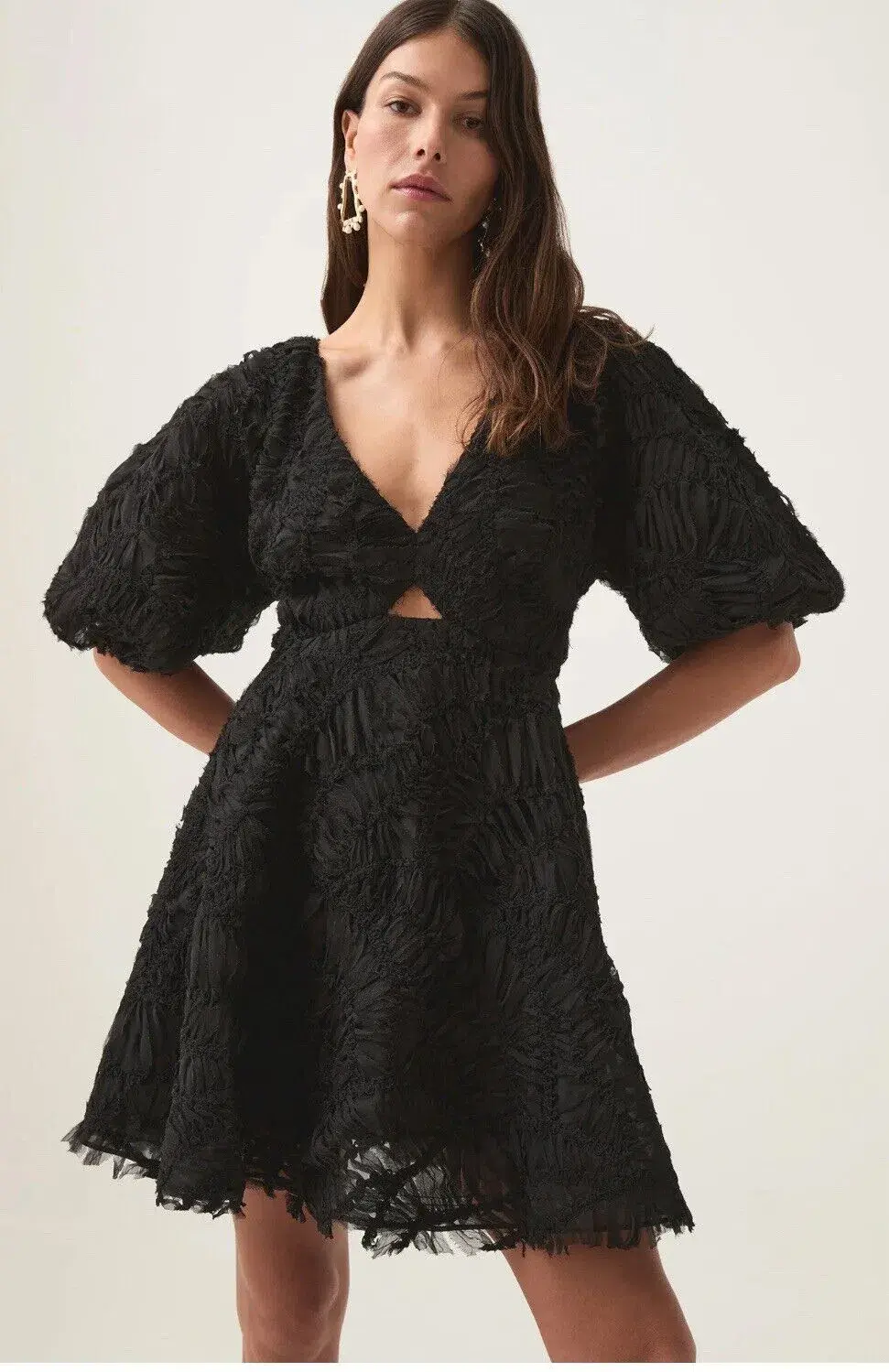 Aje Florential Mini Swing Dress Black Size 14 for rent on The Volte - main image
