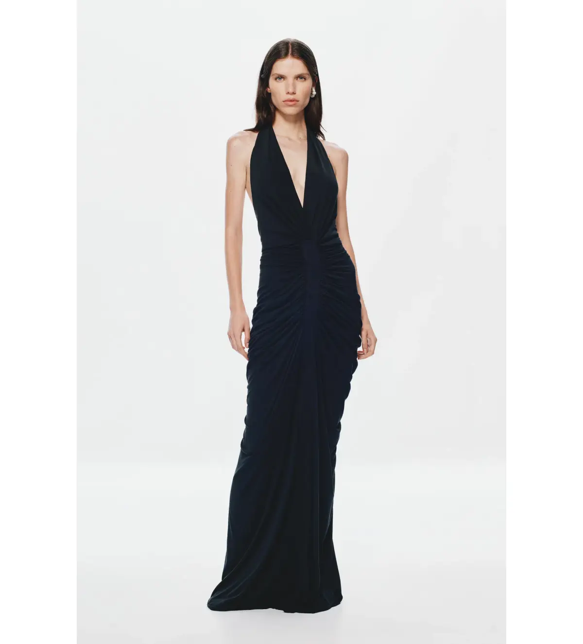 Misha The Venus Gathered Cupro Dress Black Xs /Au 6 - Image 2