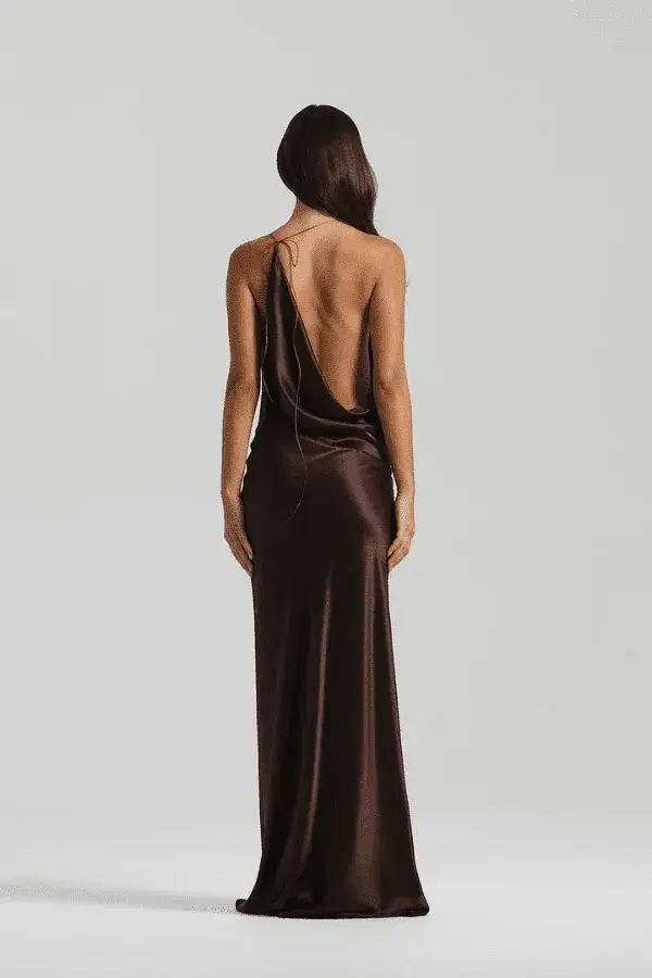  Natalie Rolt Gabi Gown in Espresso Size 0 (Size 6) - Image 3