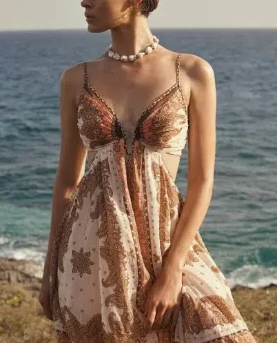 Zimmermann maxine plunge maxi dress orange paisley Size 2 - Image 5