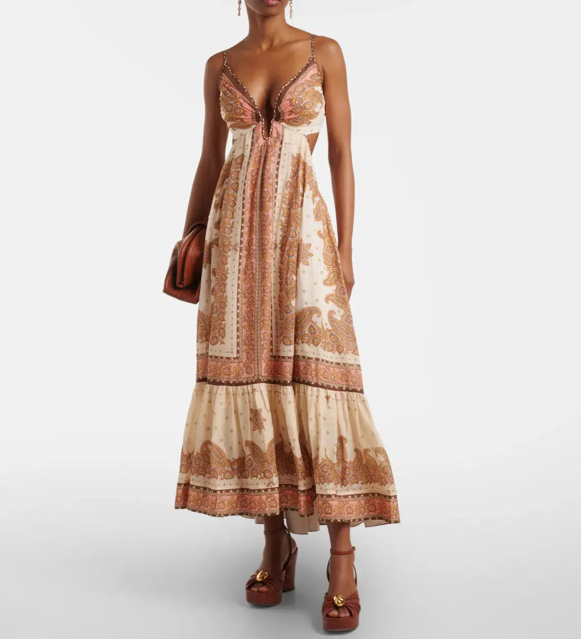 Zimmermann maxine plunge maxi dress orange paisley Size 2 - Image 1