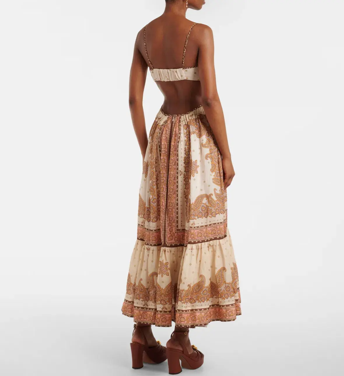 Zimmermann maxine plunge maxi dress orange paisley Size 2 - Image 2