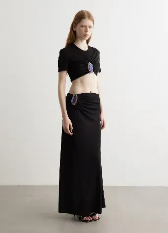 Christopher Esber | Moodstone Ruched Crop T-Shirt and Skirt - Image 1