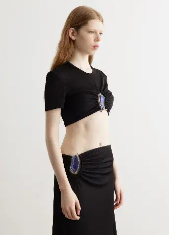 Christopher Esber | Moodstone Ruched Crop T-Shirt and Skirt - Image 3