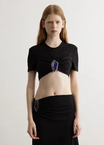 Christopher Esber | Moodstone Ruched Crop T-Shirt and Skirt - Image 5