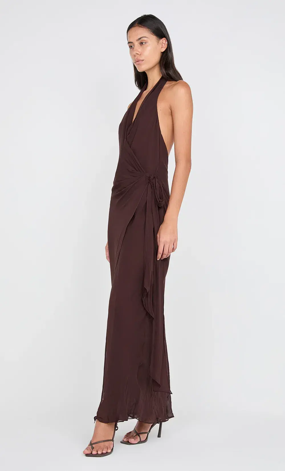 Bec & Bridge SONEVA WRAP DRESS DARK CHOCOLATE Size 12 - Image 3