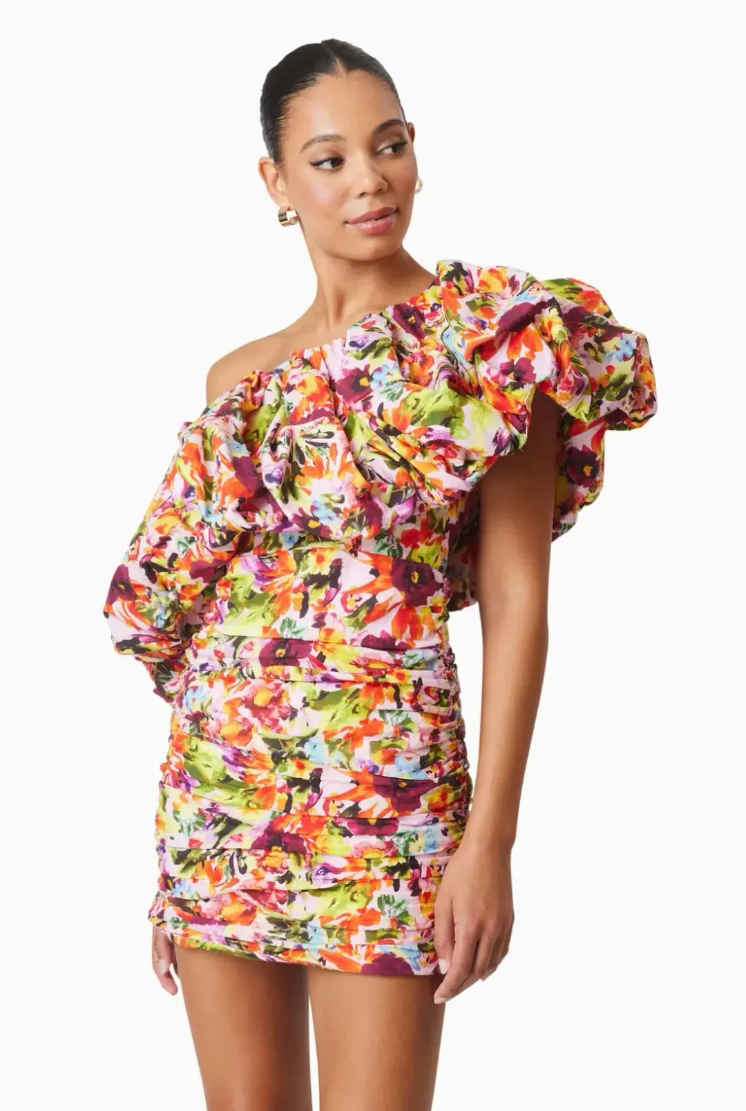 ELLIATT ELIRA PRINTED MINI DRESS IN FLORAL MULTI SIZE XL 14 for rent on The Volte - main image