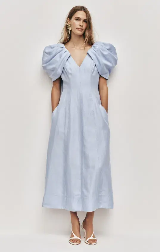AJE Bisou Midi Dress Pale Blue Size 12 for rent on The Volte - main image