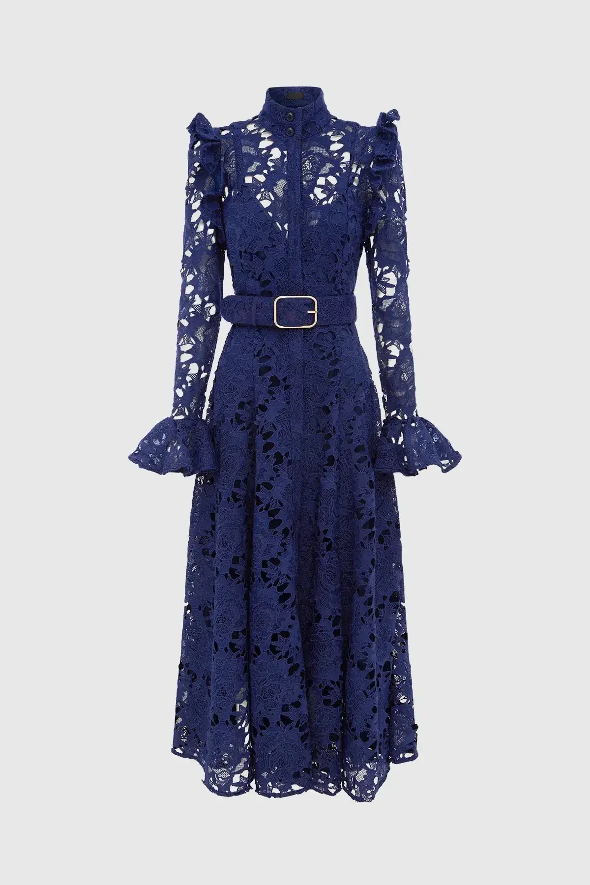 Leo Lin Aliyah Lace Butterfly Sleeve Midi Dress - Oxford Blue - Image 2