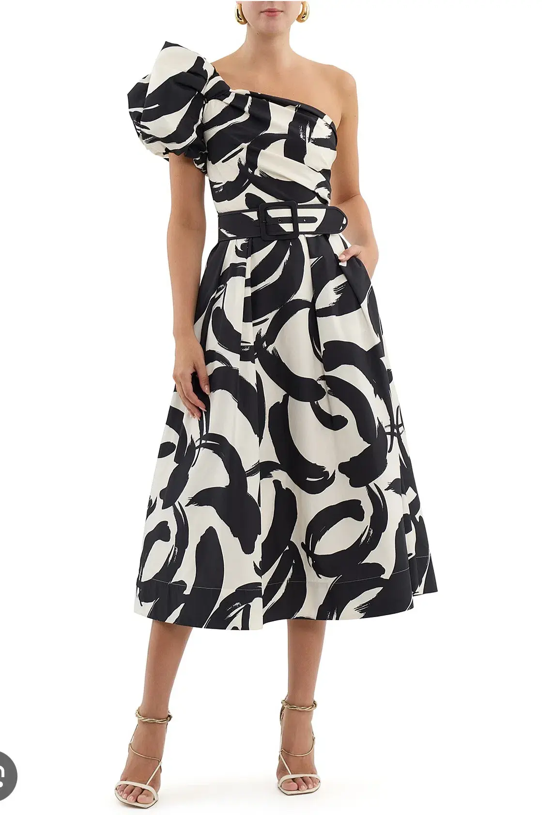 Rebecca Vallance Pompidou One Shoulder Midi Dress Print Size 12 - Image 2