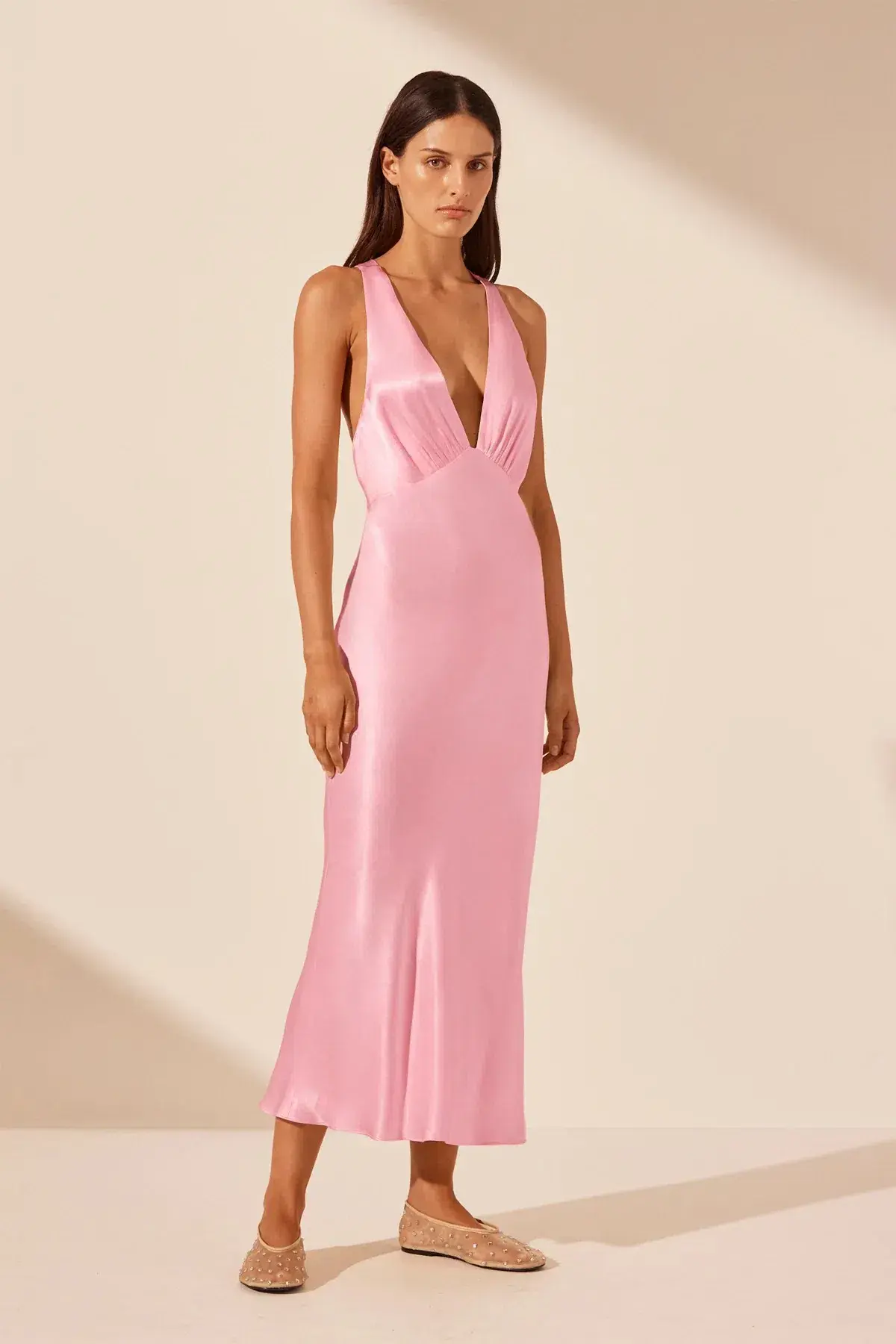 LA LUNE PLUNGED CROSS BACK MIDI / PINK / SIZE 10 - Image 2