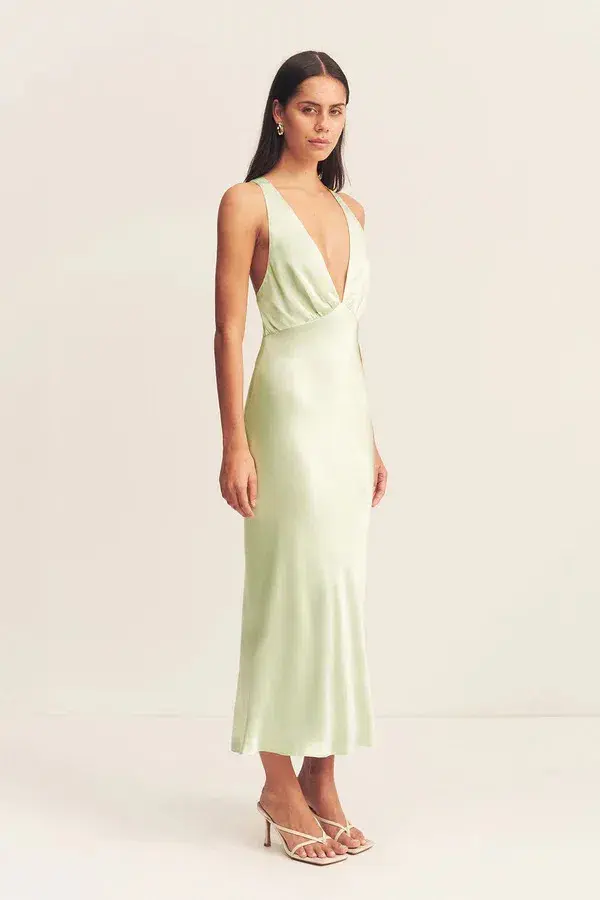 LA LUNE PLUNGED CROSS BACK MIDI / LIME / SIZE 10 - Image 2
