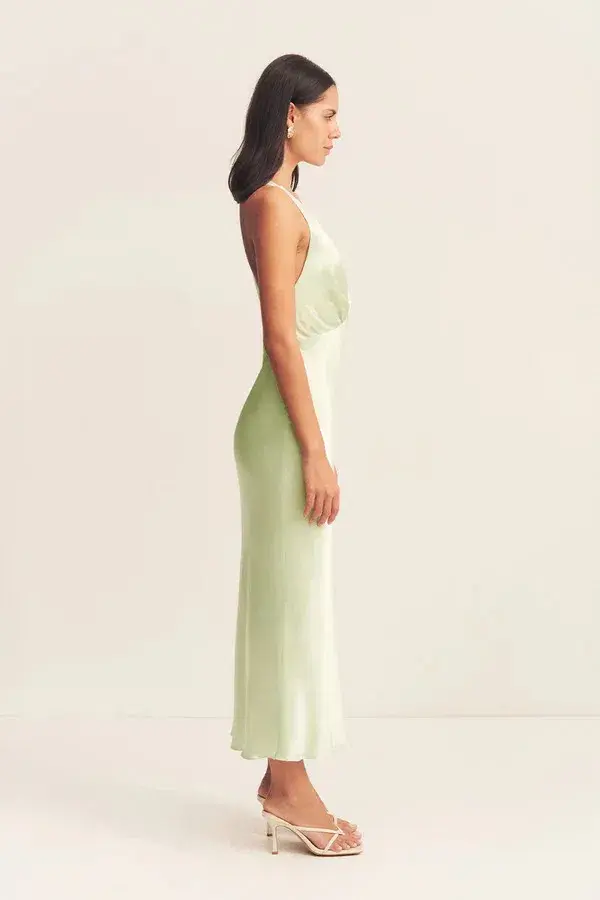 LA LUNE PLUNGED CROSS BACK MIDI / LIME / SIZE 10 - Image 3