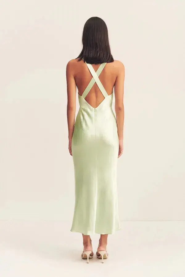 LA LUNE PLUNGED CROSS BACK MIDI / LIME / SIZE 10 - Image 4