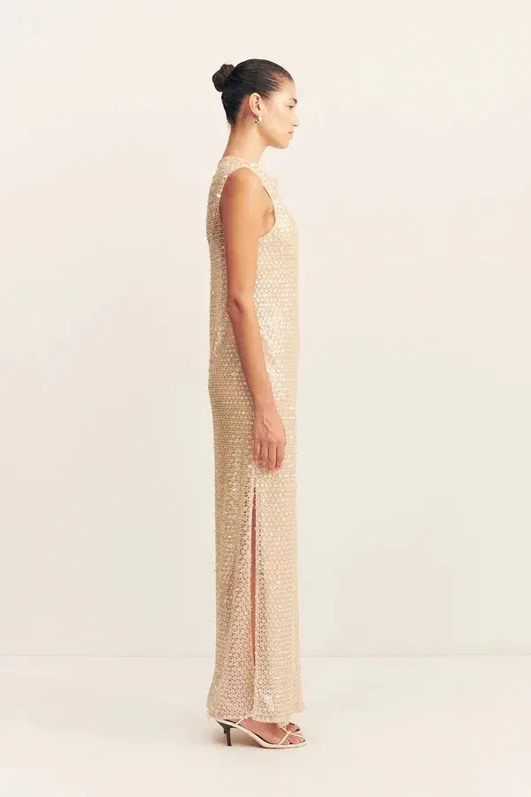 EVERLY HIGH NECK SLEEVELESS MAXI - MACADAMIA / SIZE 10 - Image 4
