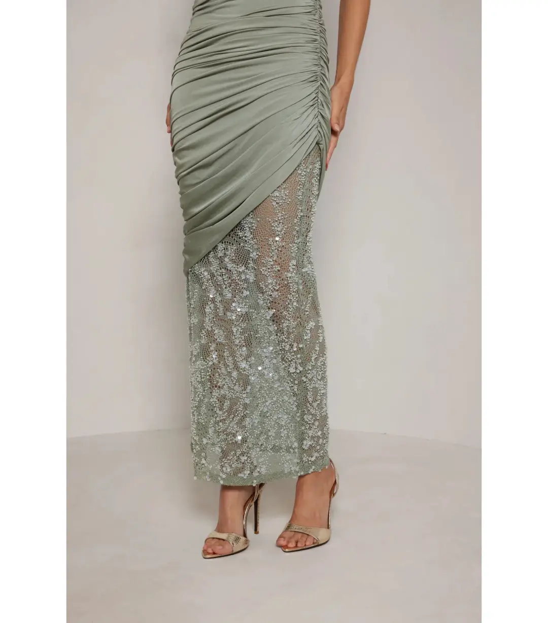 Elle Zeitoune Journee Maxi Dress Sage Size AU 12 for rent on The Volte - main image
