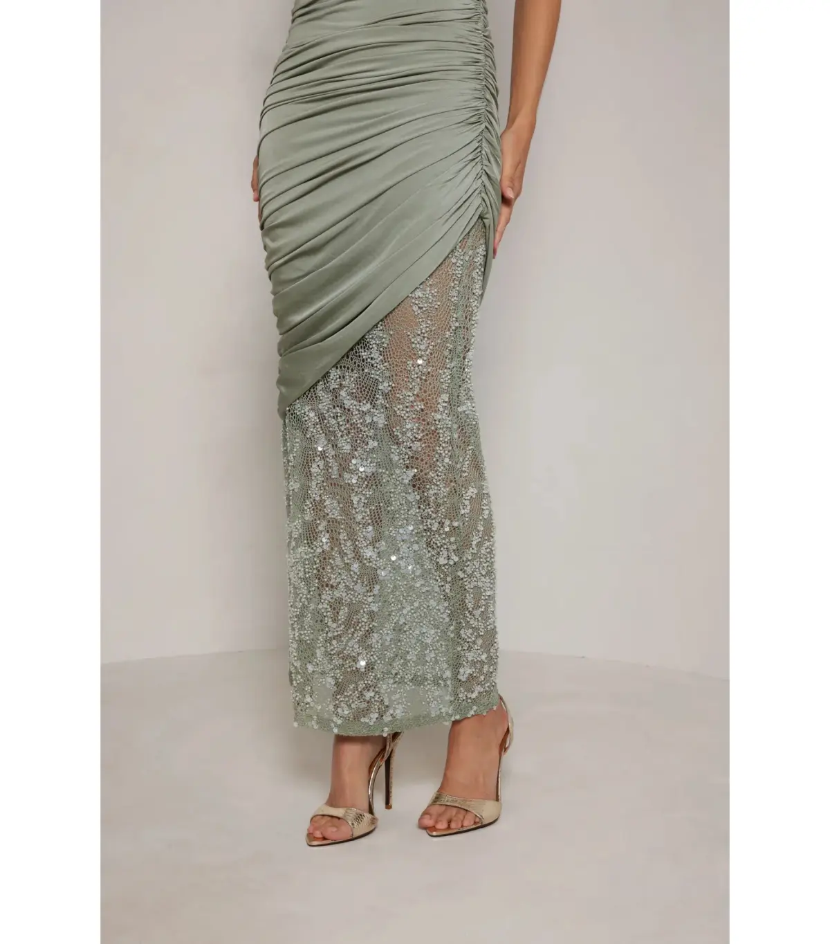 Elle Zeitoune Journee Maxi Dress Sage Size AU 12 - Image 3