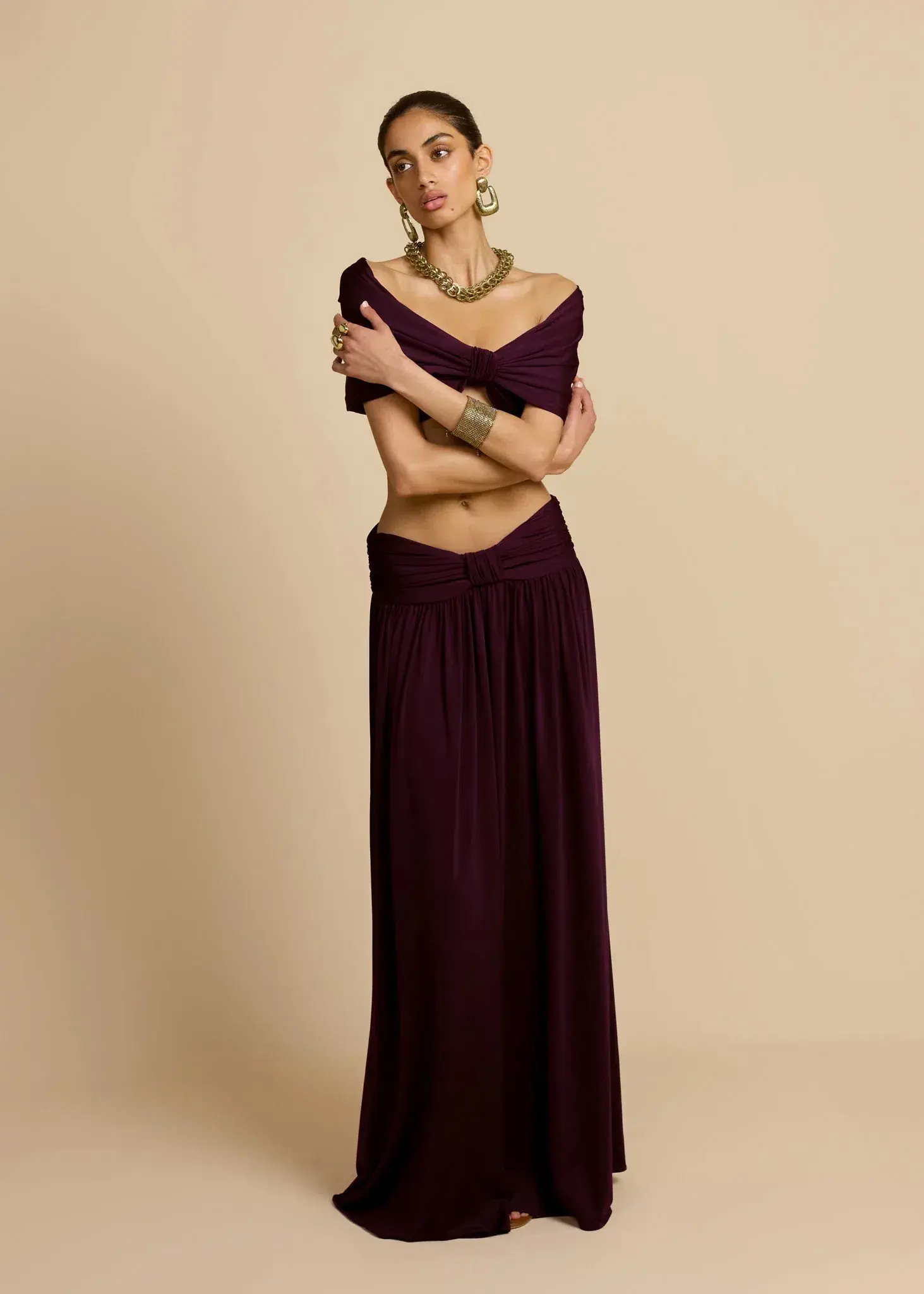 ARCINA ORI ALESSIA TOP AND SKIRT SET IN PLUM SIZE 8 (S) - Image 5