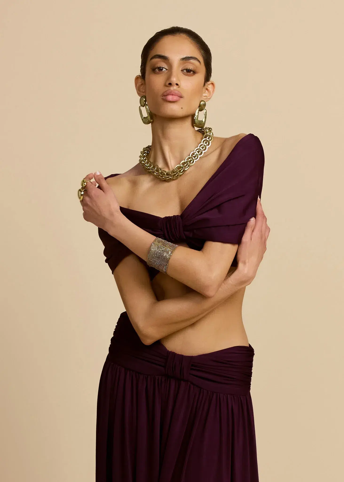ARCINA ORI ALESSIA TOP AND SKIRT SET IN PLUM SIZE 8 (S) - Image 4