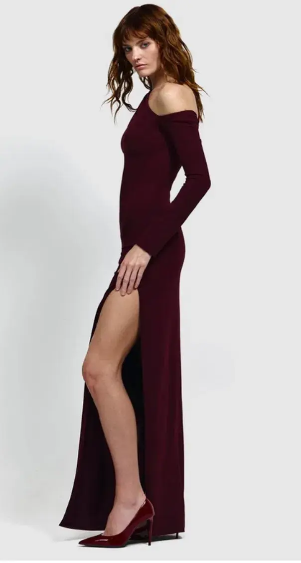 Effie Kats Cayley Dress - Burgundy - Medium - long sleeved - Image 2