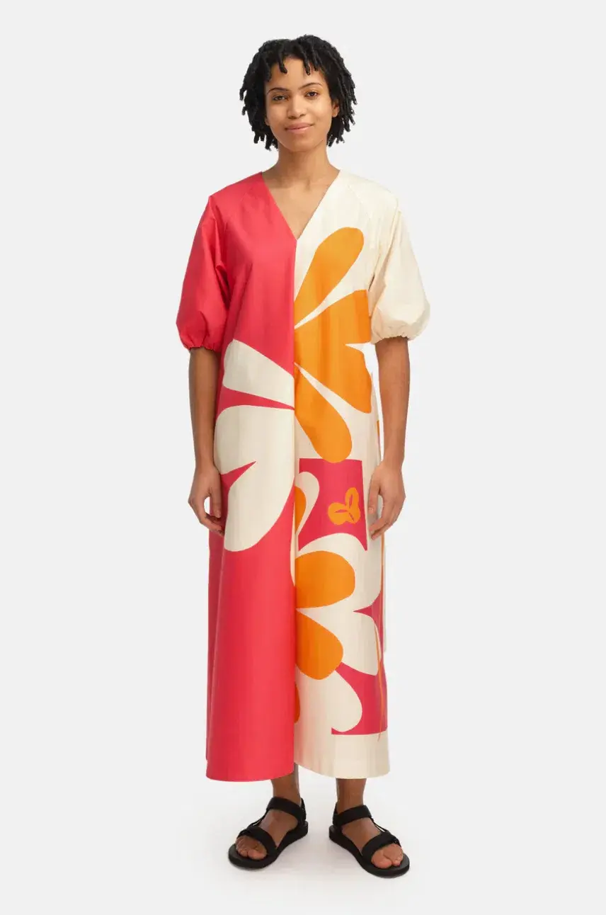 Marimekko white/red polished cotton maxi dress size M ‘Karkelo Kolmikko’ - Image 1