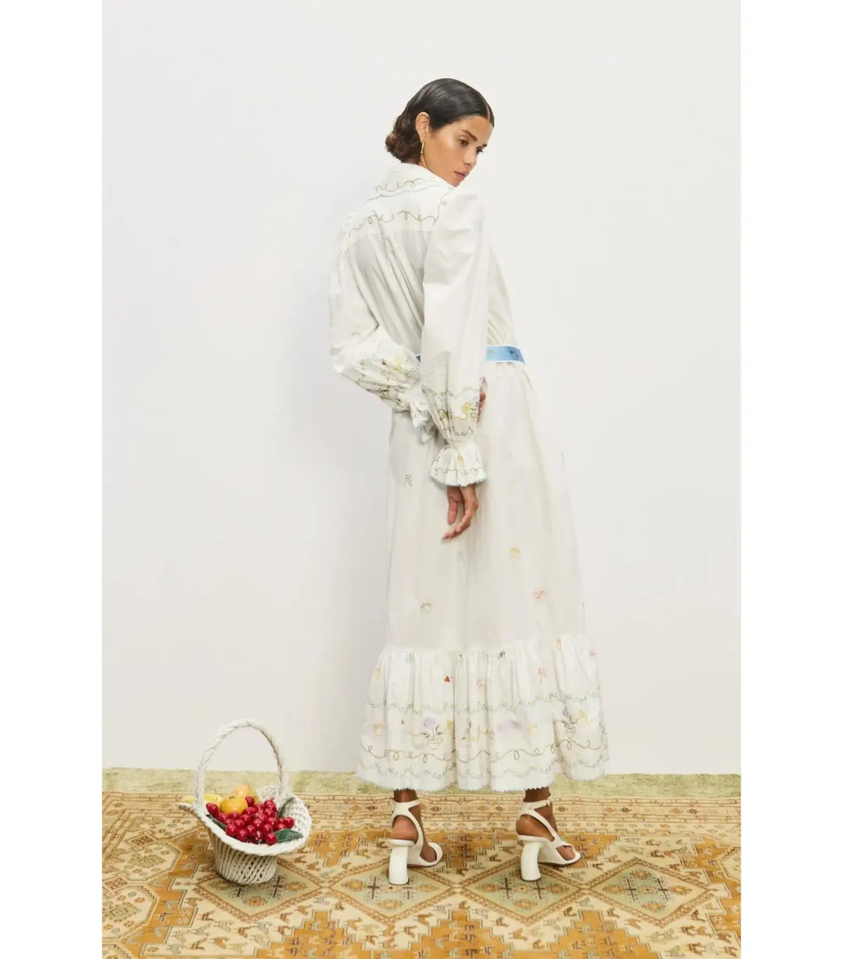 Alemais Giulia Embroidered Midi Dress Cream Size AU 8 - Image 3
