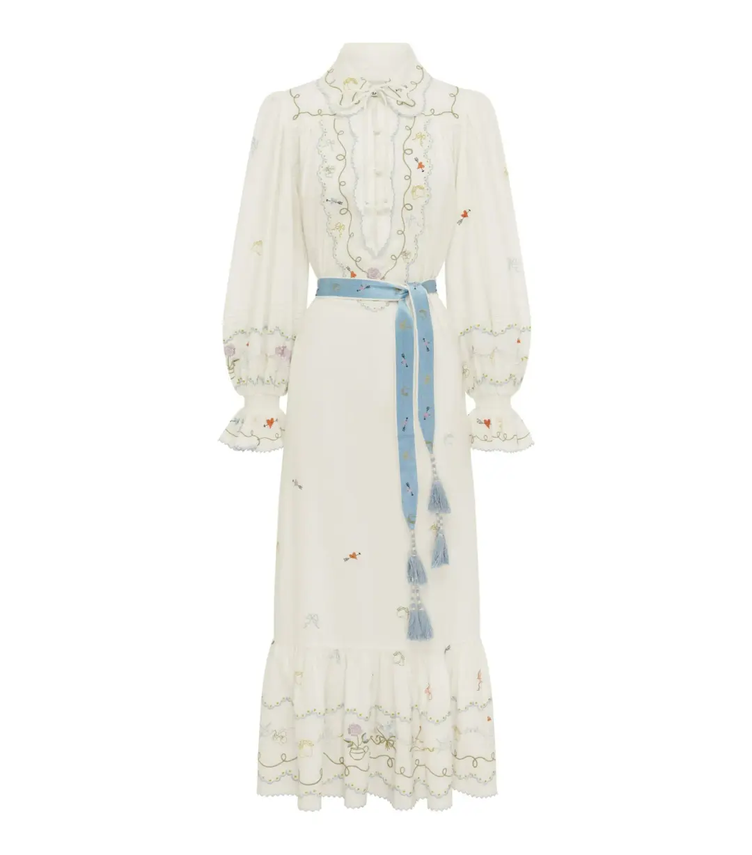 Alemais Giulia Embroidered Midi Dress Cream Size AU 8 for rent on The Volte - main image