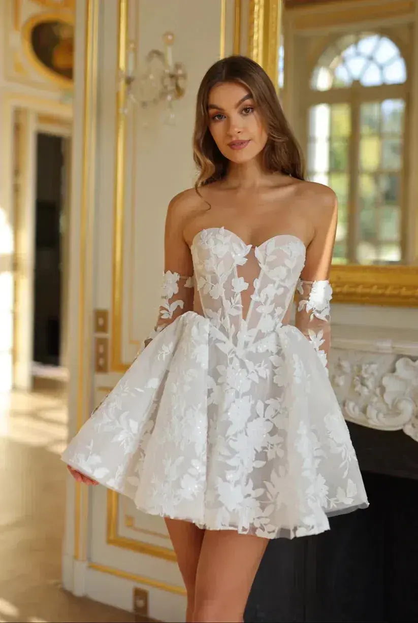 Rosie Etienne Mara Bridal Mini Dress White Size AU 4 - Image 1