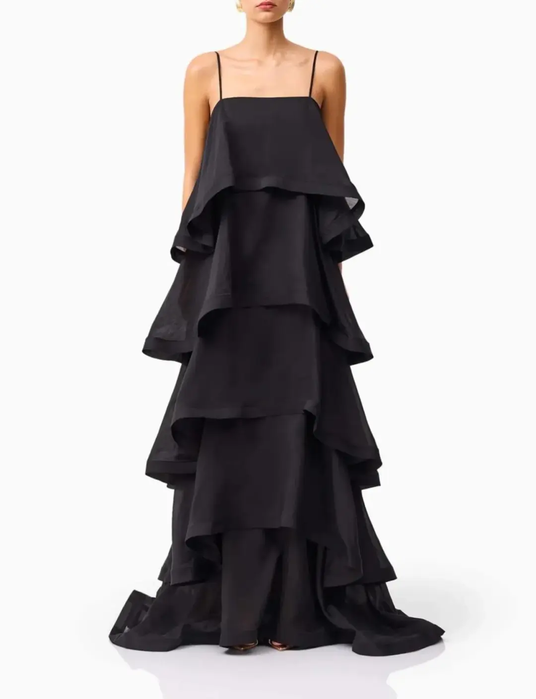 Elliatt Tilly 5 Tiered Maxi Dress in Black Size AU 8 for rent on The Volte - main image