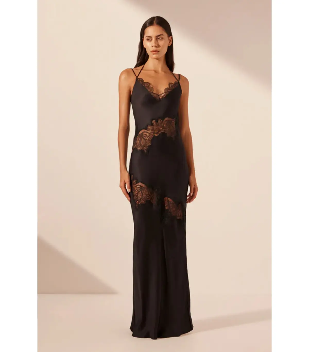 Shona Joy Jamila Lace Panelled Maxi Dress Black Size AU 8 - Image 1