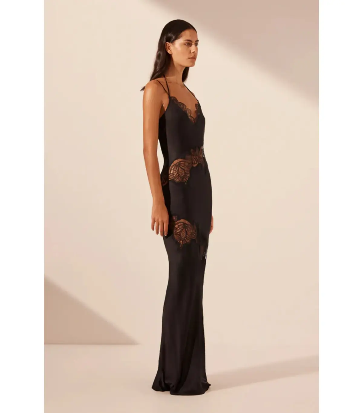 Shona Joy Jamila Lace Panelled Maxi Dress Black Size AU 8 - Image 3