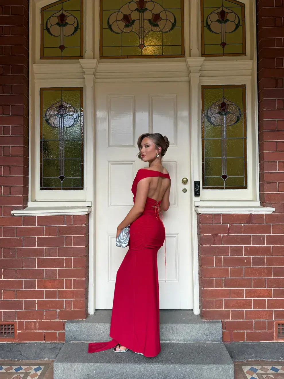 Deconduarte Ivana Jersey Maxi Dress in Pure Red Size XS - Image 2