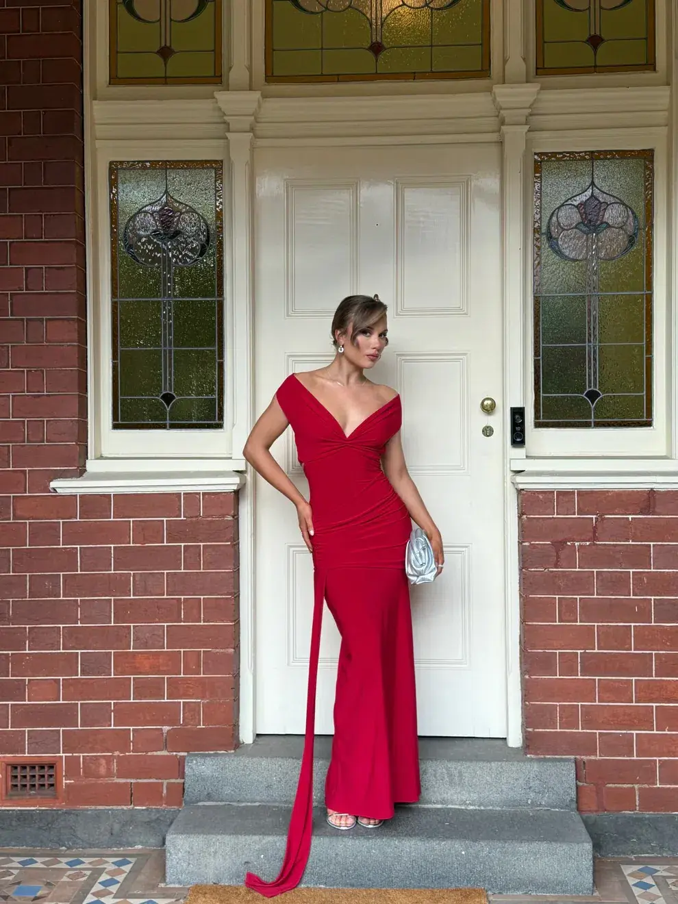 Deconduarte Ivana Jersey Maxi Dress in Pure Red Size XS - Image 1