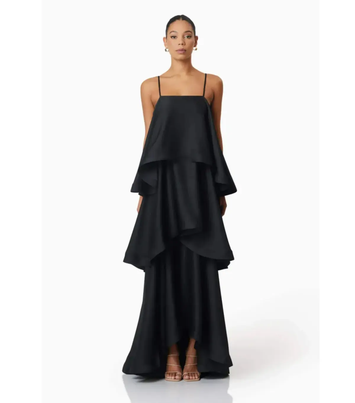  Elliatt Tilly Tiered Maxi Dress Black Size AU 12 - Image 1