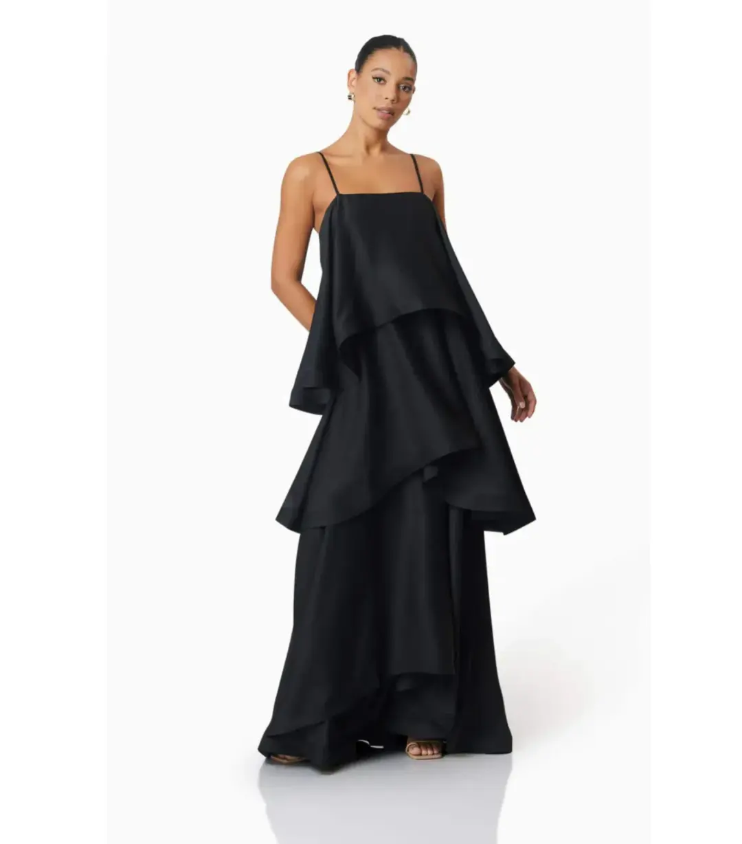  Elliatt Tilly Tiered Maxi Dress Black Size AU 12 for rent on The Volte - main image