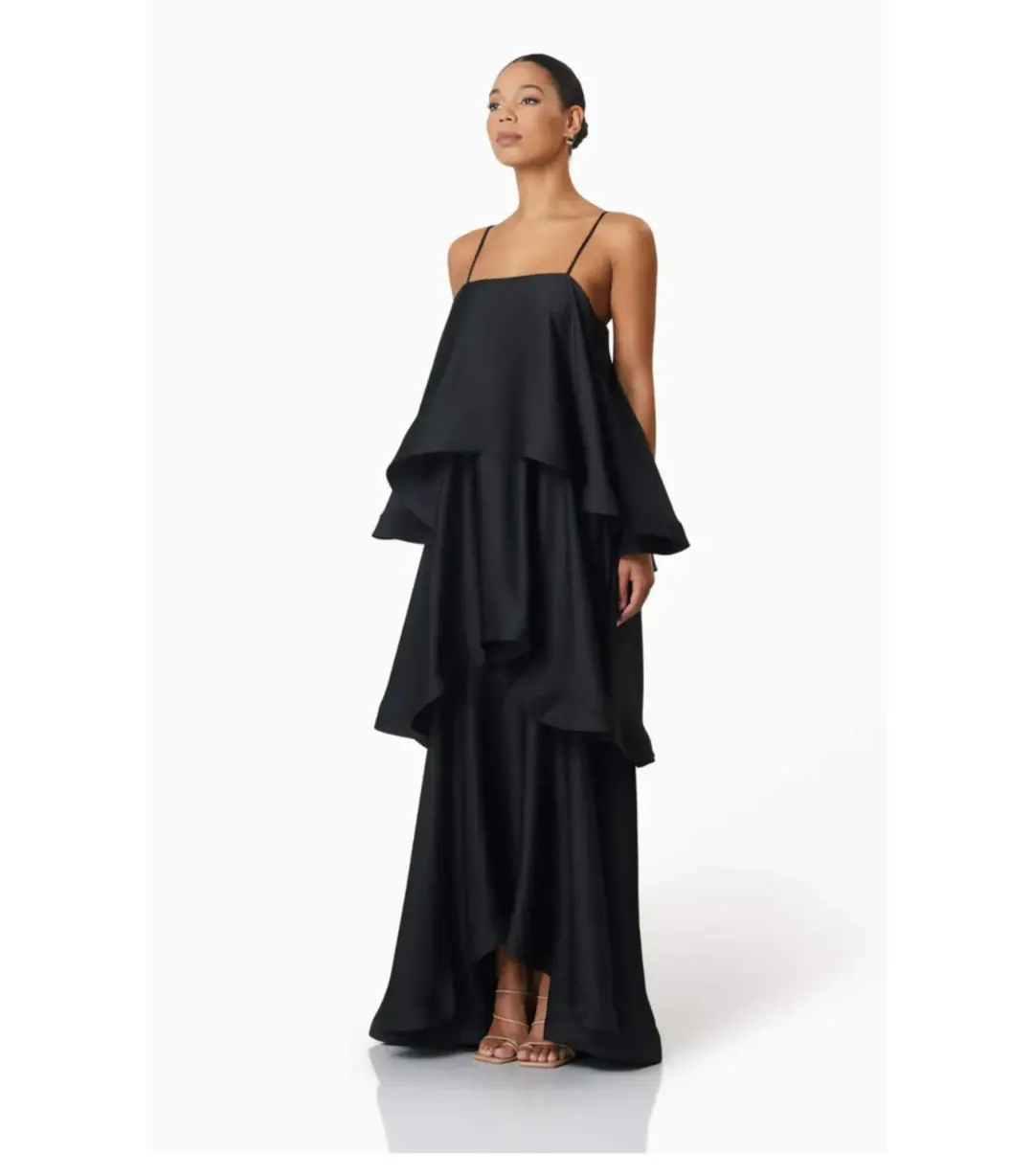  Elliatt Tilly Tiered Maxi Dress Black Size AU 12 for rent on The Volte - main image