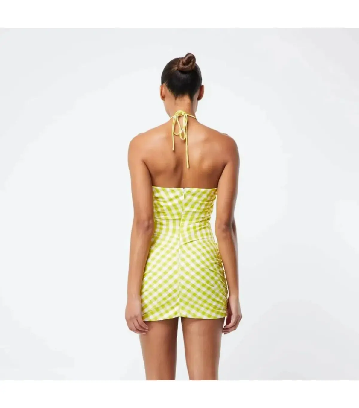 Mossman Check On It Mini Dress Green/Yellow Check Size AU 12 - Image 4