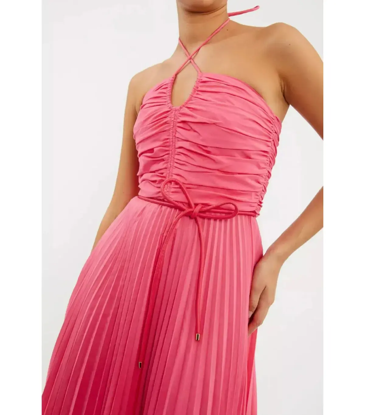 Rebecca Vallance Rosa Halter Midi Dress Pink Size AU 14 - Image 2