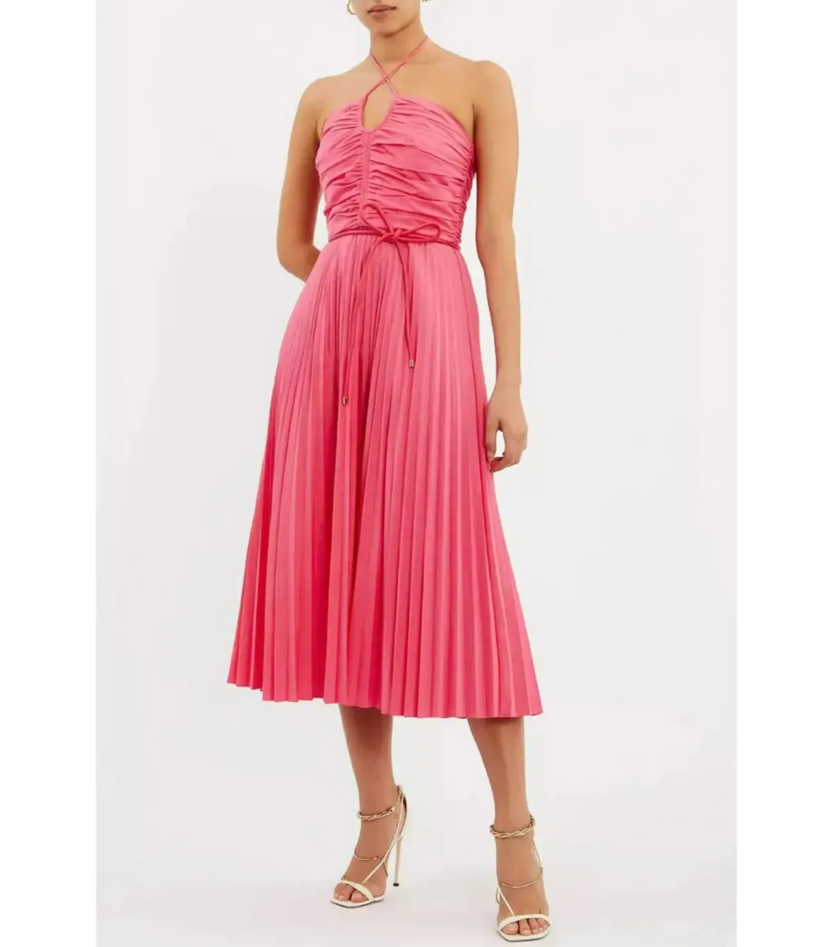 Rebecca Vallance Rosa Halter Midi Dress Pink Size AU 14 - Image 1