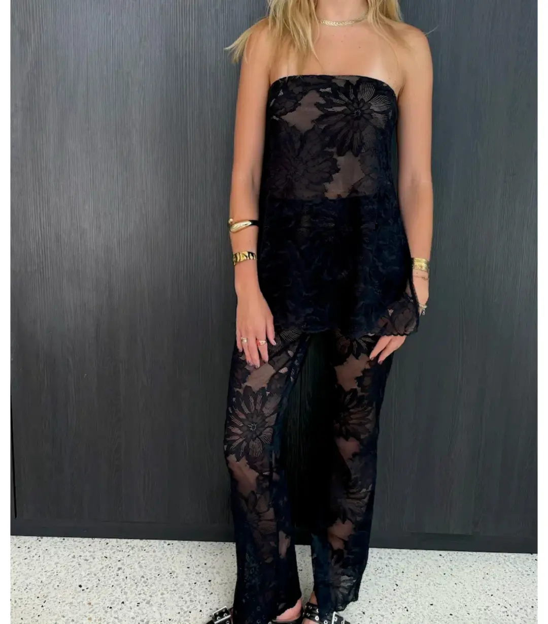 Viktoria And Woods Evoke Lace Top and Set Black Size AU 8 for rent on The Volte - main image