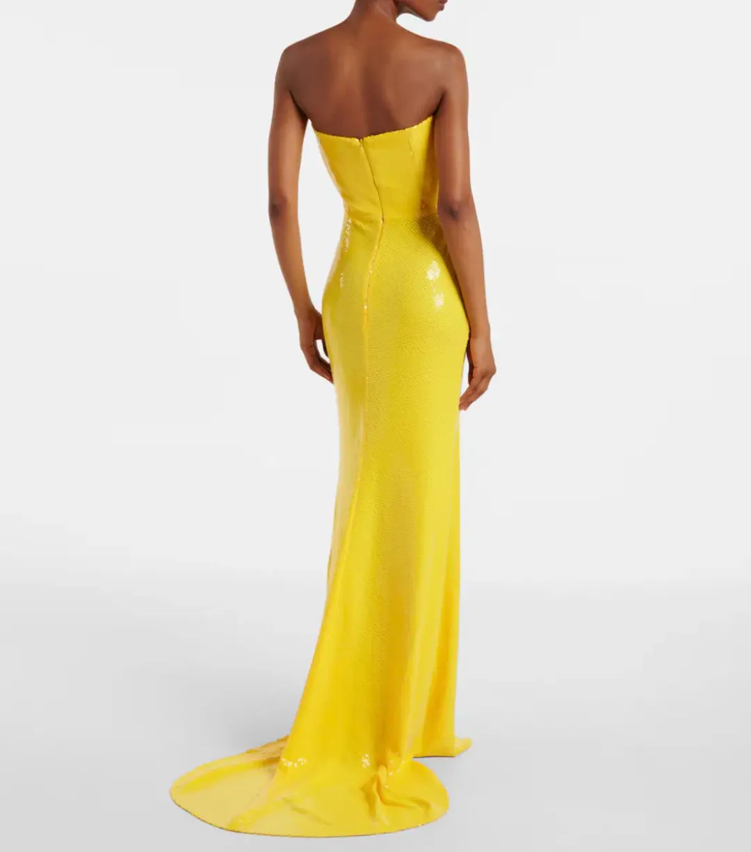 Alex Perry Strapless Sequined Corset Maxi Gown Yellow Size AU 6  for rent on The Volte - main image