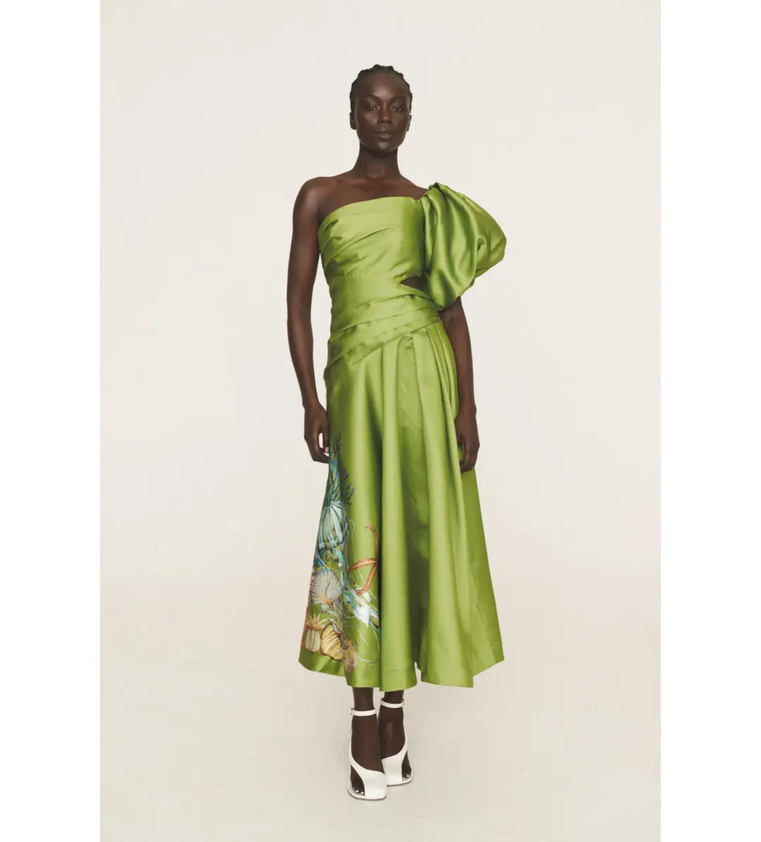 Alémais Sam Pauletto Aquatica One-shoulder Dress Green Size AU 8  for rent on The Volte - main image