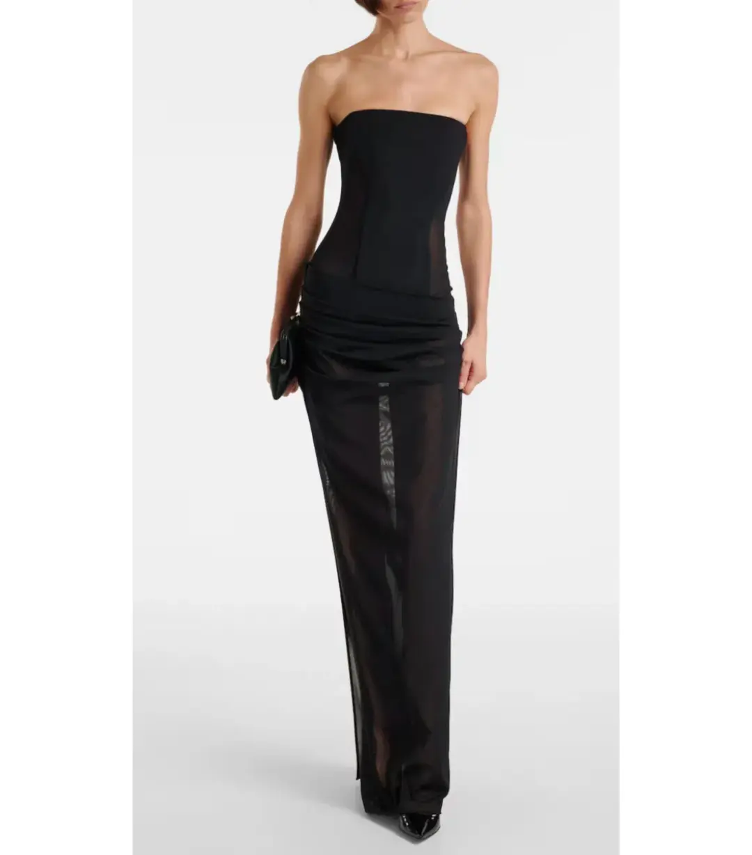 Alex Perry Sheer Strapless Corset Maxi Dress in Black Size AU 8 for rent on The Volte - main image