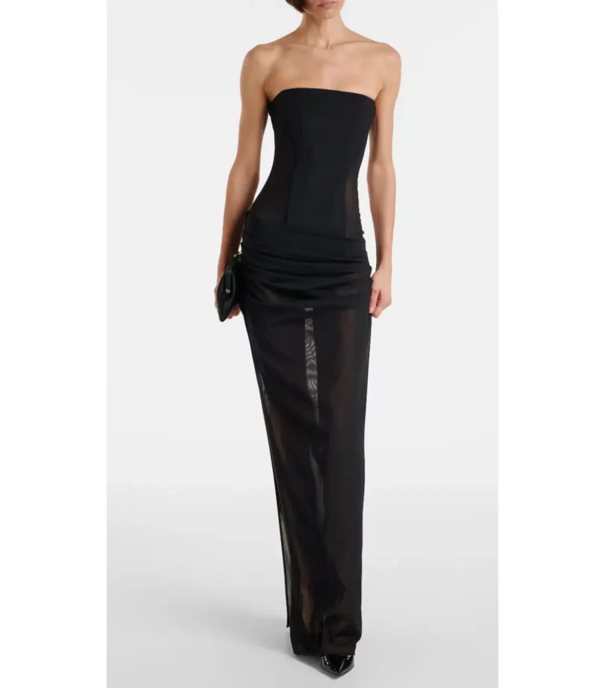 Alex Perry Sheer Strapless Corset Maxi Dress in Black Size AU 8 - Image 1
