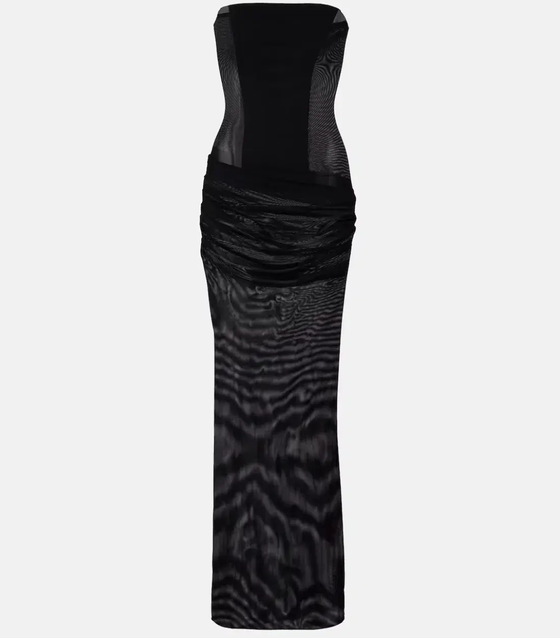ALEX PERRY SHEER STRAPLESS CORSET DRESS IN BLACK STRETCH MESH AU 8 - Image 3