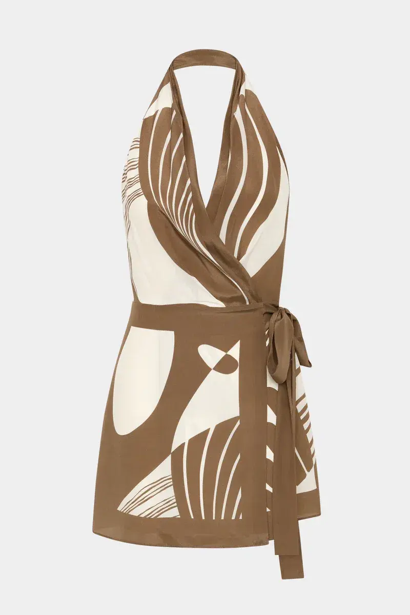 SIR ALMARA WRAP HALTER MINI DRESS SIZE 1 - Image 4